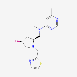 molecular formula C15H20FN5S B6822607 N-[[(2S,4S)-4-fluoro-1-(1,3-thiazol-2-ylmethyl)pyrrolidin-2-yl]methyl]-N,6-dimethylpyrimidin-4-amine 