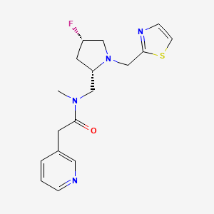 molecular formula C17H21FN4OS B6822647 N-[[(2S,4S)-4-fluoro-1-(1,3-thiazol-2-ylmethyl)pyrrolidin-2-yl]methyl]-N-methyl-2-pyridin-3-ylacetamide 