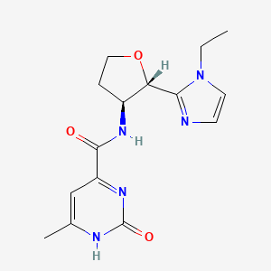 molecular formula C15H19N5O3 B6822741 N-[(2S,3S)-2-(1-ethylimidazol-2-yl)oxolan-3-yl]-6-methyl-2-oxo-1H-pyrimidine-4-carboxamide 