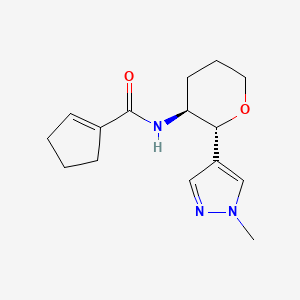 molecular formula C15H21N3O2 B6822807 N-[(2R,3S)-2-(1-methylpyrazol-4-yl)oxan-3-yl]cyclopentene-1-carboxamide 