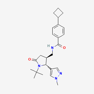 molecular formula C24H32N4O2 B6822859 N-[[(2R,3S)-1-tert-butyl-2-(1-methylpyrazol-4-yl)-5-oxopyrrolidin-3-yl]methyl]-4-cyclobutylbenzamide 