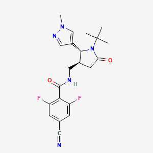 molecular formula C21H23F2N5O2 B6822868 N-[[(2R,3S)-1-tert-butyl-2-(1-methylpyrazol-4-yl)-5-oxopyrrolidin-3-yl]methyl]-4-cyano-2,6-difluorobenzamide 