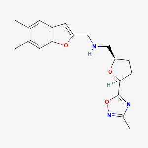 molecular formula C19H23N3O3 B6822969 N-[(5,6-dimethyl-1-benzofuran-2-yl)methyl]-1-[(2R,5S)-5-(3-methyl-1,2,4-oxadiazol-5-yl)oxolan-2-yl]methanamine 