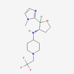 molecular formula C15H23F3N4O B6822986 N-[(2S,3S)-2-(1-methylimidazol-2-yl)oxolan-3-yl]-1-(2,2,2-trifluoroethyl)piperidin-4-amine 