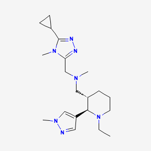 molecular formula C20H33N7 B6823006 N-[(5-cyclopropyl-4-methyl-1,2,4-triazol-3-yl)methyl]-1-[(2R,3S)-1-ethyl-2-(1-methylpyrazol-4-yl)piperidin-3-yl]-N-methylmethanamine 
