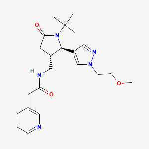 molecular formula C22H31N5O3 B6823026 N-[[(2R,3S)-1-tert-butyl-2-[1-(2-methoxyethyl)pyrazol-4-yl]-5-oxopyrrolidin-3-yl]methyl]-2-pyridin-3-ylacetamide 