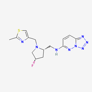 molecular formula C14H17FN8S B6823203 N-[[(2S,4S)-4-fluoro-1-[(2-methyl-1,3-thiazol-4-yl)methyl]pyrrolidin-2-yl]methyl]tetrazolo[1,5-b]pyridazin-6-amine 
