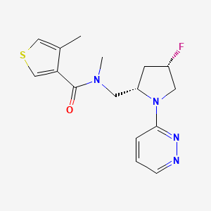 molecular formula C16H19FN4OS B6823204 N-[[(2S,4S)-4-fluoro-1-pyridazin-3-ylpyrrolidin-2-yl]methyl]-N,4-dimethylthiophene-3-carboxamide 