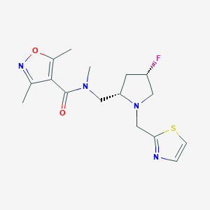 molecular formula C16H21FN4O2S B6823215 N-[[(2S,4S)-4-fluoro-1-(1,3-thiazol-2-ylmethyl)pyrrolidin-2-yl]methyl]-N,3,5-trimethyl-1,2-oxazole-4-carboxamide 