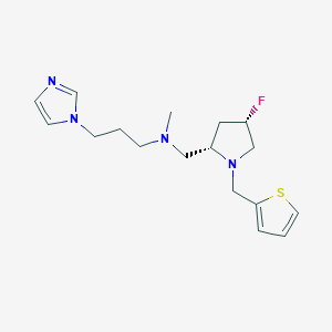 molecular formula C17H25FN4S B6823273 N-[[(2S,4S)-4-fluoro-1-(thiophen-2-ylmethyl)pyrrolidin-2-yl]methyl]-3-imidazol-1-yl-N-methylpropan-1-amine 