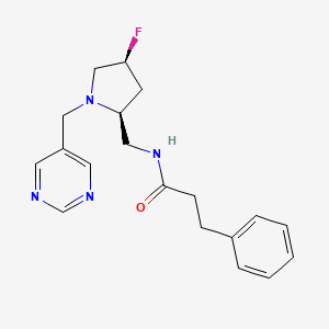 molecular formula C19H23FN4O B6823276 N-[[(2S,4S)-4-fluoro-1-(pyrimidin-5-ylmethyl)pyrrolidin-2-yl]methyl]-3-phenylpropanamide 