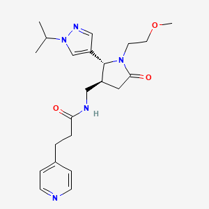molecular formula C22H31N5O3 B6823319 N-[[(2R,3S)-1-(2-methoxyethyl)-5-oxo-2-(1-propan-2-ylpyrazol-4-yl)pyrrolidin-3-yl]methyl]-3-pyridin-4-ylpropanamide 