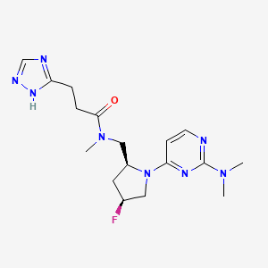 molecular formula C17H25FN8O B6823379 N-[[(2S,4S)-1-[2-(dimethylamino)pyrimidin-4-yl]-4-fluoropyrrolidin-2-yl]methyl]-N-methyl-3-(1H-1,2,4-triazol-5-yl)propanamide 