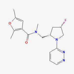 molecular formula C17H21FN4O2 B6823385 N-[[(2S,4S)-4-fluoro-1-pyridazin-3-ylpyrrolidin-2-yl]methyl]-N,2,5-trimethylfuran-3-carboxamide 