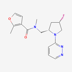 molecular formula C16H19FN4O2 B6823466 N-[[(2S,4S)-4-fluoro-1-pyridazin-3-ylpyrrolidin-2-yl]methyl]-N,2-dimethylfuran-3-carboxamide 