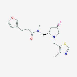 molecular formula C18H24FN3O2S B6823495 N-[[(2S,4S)-4-fluoro-1-[(4-methyl-1,3-thiazol-5-yl)methyl]pyrrolidin-2-yl]methyl]-3-(furan-3-yl)-N-methylpropanamide 