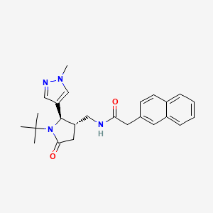 molecular formula C25H30N4O2 B6823509 N-[[(2R,3S)-1-tert-butyl-2-(1-methylpyrazol-4-yl)-5-oxopyrrolidin-3-yl]methyl]-2-naphthalen-2-ylacetamide 