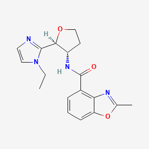 molecular formula C18H20N4O3 B6823534 N-[(2S,3S)-2-(1-ethylimidazol-2-yl)oxolan-3-yl]-2-methyl-1,3-benzoxazole-4-carboxamide 