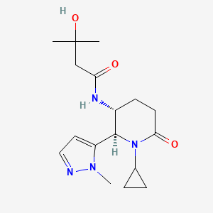 molecular formula C17H26N4O3 B6823667 N-[(2R,3R)-1-cyclopropyl-2-(2-methylpyrazol-3-yl)-6-oxopiperidin-3-yl]-3-hydroxy-3-methylbutanamide 
