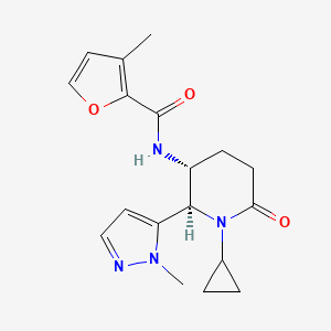 molecular formula C18H22N4O3 B6823671 N-[(2R,3R)-1-cyclopropyl-2-(2-methylpyrazol-3-yl)-6-oxopiperidin-3-yl]-3-methylfuran-2-carboxamide 