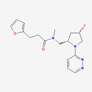 molecular formula C17H21FN4O2 B6823701 N-[[(2S,4S)-4-fluoro-1-pyridazin-3-ylpyrrolidin-2-yl]methyl]-3-(furan-2-yl)-N-methylpropanamide 