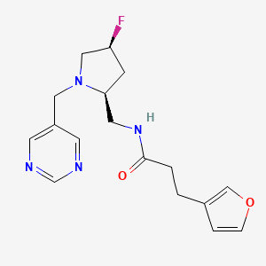 molecular formula C17H21FN4O2 B6823739 N-[[(2S,4S)-4-fluoro-1-(pyrimidin-5-ylmethyl)pyrrolidin-2-yl]methyl]-3-(furan-3-yl)propanamide 