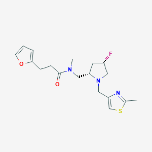 molecular formula C18H24FN3O2S B6823837 N-[[(2S,4S)-4-fluoro-1-[(2-methyl-1,3-thiazol-4-yl)methyl]pyrrolidin-2-yl]methyl]-3-(furan-2-yl)-N-methylpropanamide 