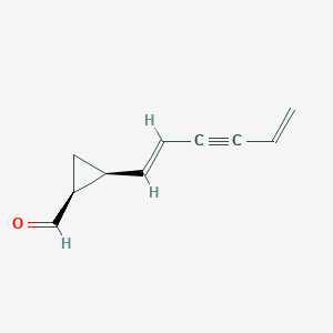 molecular formula C10H10O B068240 Cyclopropanecarboxaldehyde, 2-(1,5-hexadien-3-ynyl)-, [1S-[1alpha,2alpha(E)]]-(9CI) CAS No. 166942-03-6