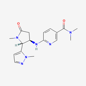 molecular formula C17H22N6O2 B6824049 N,N-dimethyl-6-[[(2R,3R)-1-methyl-2-(2-methylpyrazol-3-yl)-5-oxopyrrolidin-3-yl]amino]pyridine-3-carboxamide 