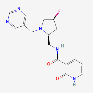 molecular formula C16H18FN5O2 B6824127 N-[[(2S,4S)-4-fluoro-1-(pyrimidin-5-ylmethyl)pyrrolidin-2-yl]methyl]-2-oxo-1H-pyridine-3-carboxamide 