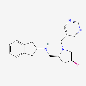 molecular formula C19H23FN4 B6824141 N-[[(2S,4S)-4-fluoro-1-(pyrimidin-5-ylmethyl)pyrrolidin-2-yl]methyl]-2,3-dihydro-1H-inden-2-amine 