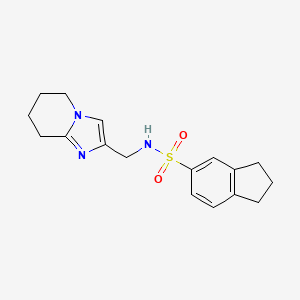 molecular formula C17H21N3O2S B6824244 N-(5,6,7,8-tetrahydroimidazo[1,2-a]pyridin-2-ylmethyl)-2,3-dihydro-1H-indene-5-sulfonamide 