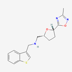 molecular formula C17H19N3O2S B6824360 N-(1-benzothiophen-3-ylmethyl)-1-[(2R,5S)-5-(3-methyl-1,2,4-oxadiazol-5-yl)oxolan-2-yl]methanamine 