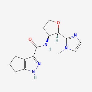 molecular formula C15H19N5O2 B6824364 N-[(2S,3S)-2-(1-methylimidazol-2-yl)oxolan-3-yl]-1,4,5,6-tetrahydrocyclopenta[c]pyrazole-3-carboxamide 