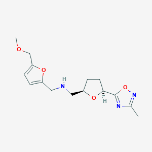 molecular formula C15H21N3O4 B6824387 N-[[5-(methoxymethyl)furan-2-yl]methyl]-1-[(2R,5S)-5-(3-methyl-1,2,4-oxadiazol-5-yl)oxolan-2-yl]methanamine 