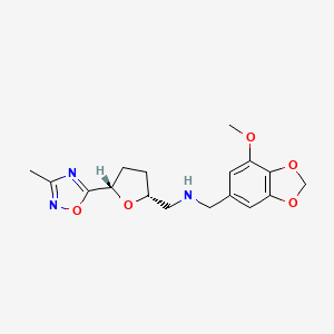 molecular formula C17H21N3O5 B6824438 N-[(7-methoxy-1,3-benzodioxol-5-yl)methyl]-1-[(2R,5S)-5-(3-methyl-1,2,4-oxadiazol-5-yl)oxolan-2-yl]methanamine 