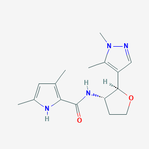 molecular formula C16H22N4O2 B6824486 N-[(2R,3S)-2-(1,5-dimethylpyrazol-4-yl)oxolan-3-yl]-3,5-dimethyl-1H-pyrrole-2-carboxamide 