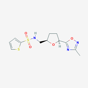 molecular formula C12H15N3O4S2 B6824572 N-[[(2R,5S)-5-(3-methyl-1,2,4-oxadiazol-5-yl)oxolan-2-yl]methyl]thiophene-2-sulfonamide 