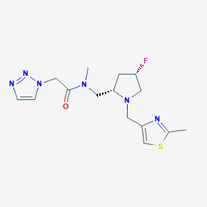 molecular formula C15H21FN6OS B6824588 N-[[(2S,4S)-4-fluoro-1-[(2-methyl-1,3-thiazol-4-yl)methyl]pyrrolidin-2-yl]methyl]-N-methyl-2-(triazol-1-yl)acetamide 
