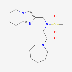 molecular formula C17H28N4O3S B6824594 N-[2-(azepan-1-yl)-2-oxoethyl]-N-(5,6,7,8-tetrahydroimidazo[1,2-a]pyridin-2-ylmethyl)methanesulfonamide 