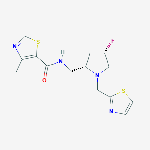 molecular formula C14H17FN4OS2 B6824610 N-[[(2S,4S)-4-fluoro-1-(1,3-thiazol-2-ylmethyl)pyrrolidin-2-yl]methyl]-4-methyl-1,3-thiazole-5-carboxamide 