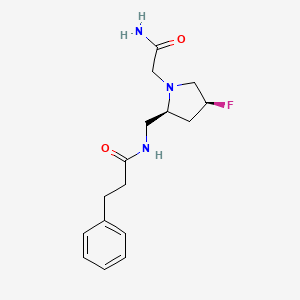 molecular formula C16H22FN3O2 B6824611 N-[[(2S,4S)-1-(2-amino-2-oxoethyl)-4-fluoropyrrolidin-2-yl]methyl]-3-phenylpropanamide 