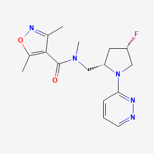 molecular formula C16H20FN5O2 B6824663 N-[[(2S,4S)-4-fluoro-1-pyridazin-3-ylpyrrolidin-2-yl]methyl]-N,3,5-trimethyl-1,2-oxazole-4-carboxamide 