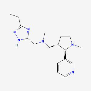 molecular formula C17H26N6 B6824707 N-[(3-ethyl-1H-1,2,4-triazol-5-yl)methyl]-N-methyl-1-[(2R,3S)-1-methyl-2-pyridin-3-ylpyrrolidin-3-yl]methanamine 