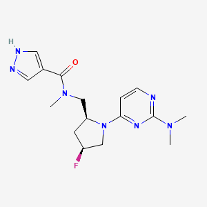 molecular formula C16H22FN7O B6824880 N-[[(2S,4S)-1-[2-(dimethylamino)pyrimidin-4-yl]-4-fluoropyrrolidin-2-yl]methyl]-N-methyl-1H-pyrazole-4-carboxamide 