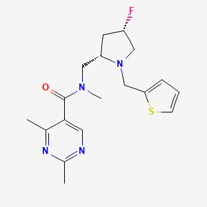 molecular formula C18H23FN4OS B6824904 N-[[(2S,4S)-4-fluoro-1-(thiophen-2-ylmethyl)pyrrolidin-2-yl]methyl]-N,2,4-trimethylpyrimidine-5-carboxamide 