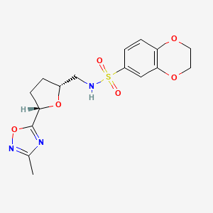 molecular formula C16H19N3O6S B6824907 N-[[(2R,5S)-5-(3-methyl-1,2,4-oxadiazol-5-yl)oxolan-2-yl]methyl]-2,3-dihydro-1,4-benzodioxine-6-sulfonamide 