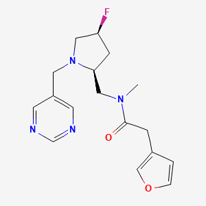 molecular formula C17H21FN4O2 B6824920 N-[[(2S,4S)-4-fluoro-1-(pyrimidin-5-ylmethyl)pyrrolidin-2-yl]methyl]-2-(furan-3-yl)-N-methylacetamide 