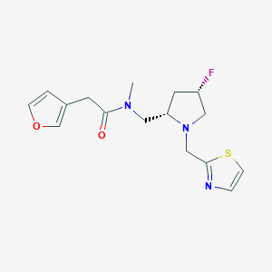molecular formula C16H20FN3O2S B6824937 N-[[(2S,4S)-4-fluoro-1-(1,3-thiazol-2-ylmethyl)pyrrolidin-2-yl]methyl]-2-(furan-3-yl)-N-methylacetamide 