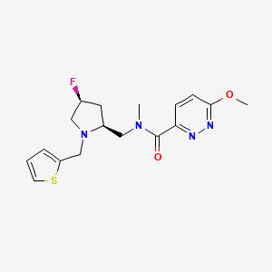 molecular formula C17H21FN4O2S B6824949 N-[[(2S,4S)-4-fluoro-1-(thiophen-2-ylmethyl)pyrrolidin-2-yl]methyl]-6-methoxy-N-methylpyridazine-3-carboxamide 